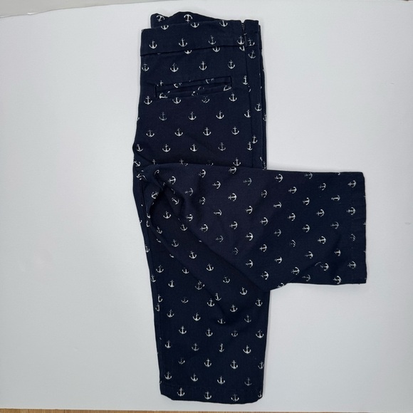 CREWCUTS Anchor Print Capri Pants Blue & White 100% Cotton Adjustable Waist 6 - Picture 13 of 16